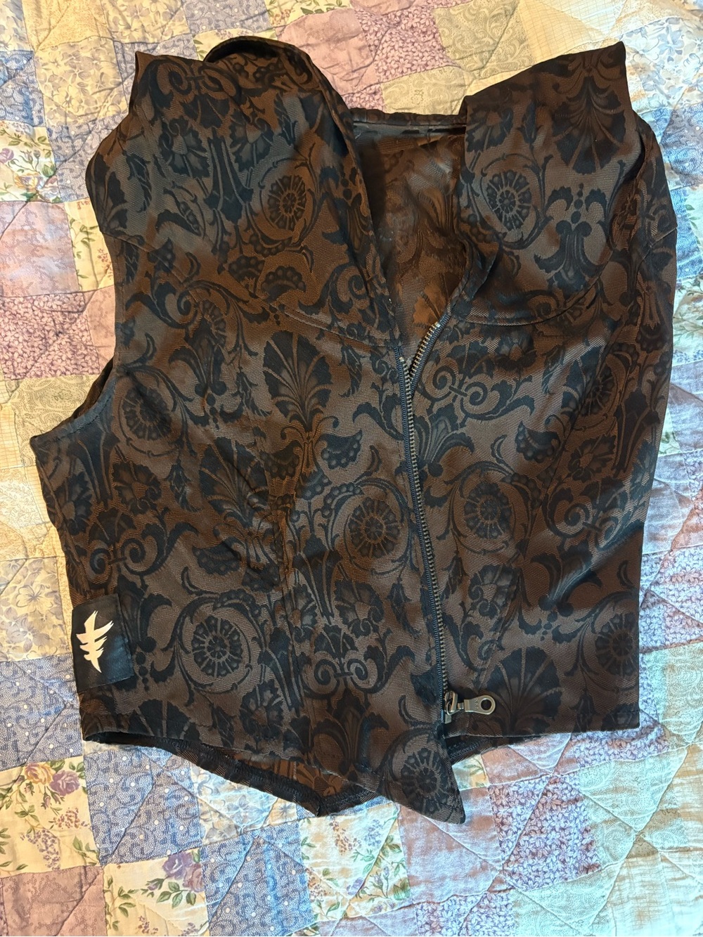 Festival Life! Black and Brown Zip Front Corset Vest